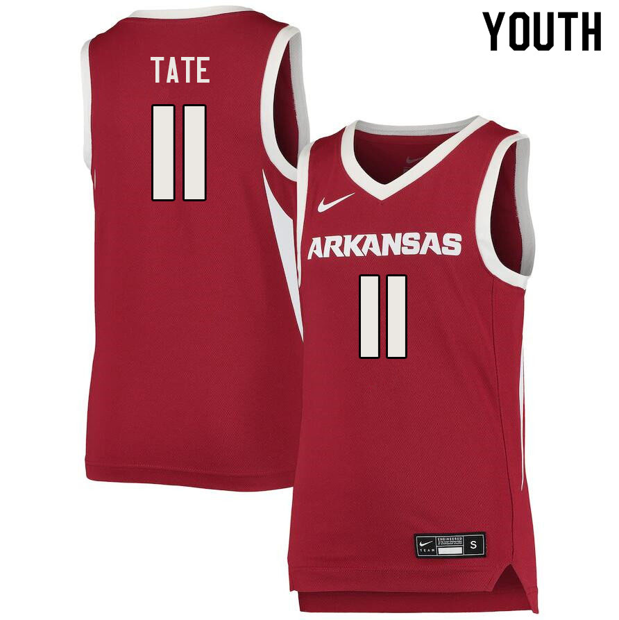 Youth #11 Jalen Tate Arkansas Razorbacks College Basketball Jerseys Sale-Cardinal